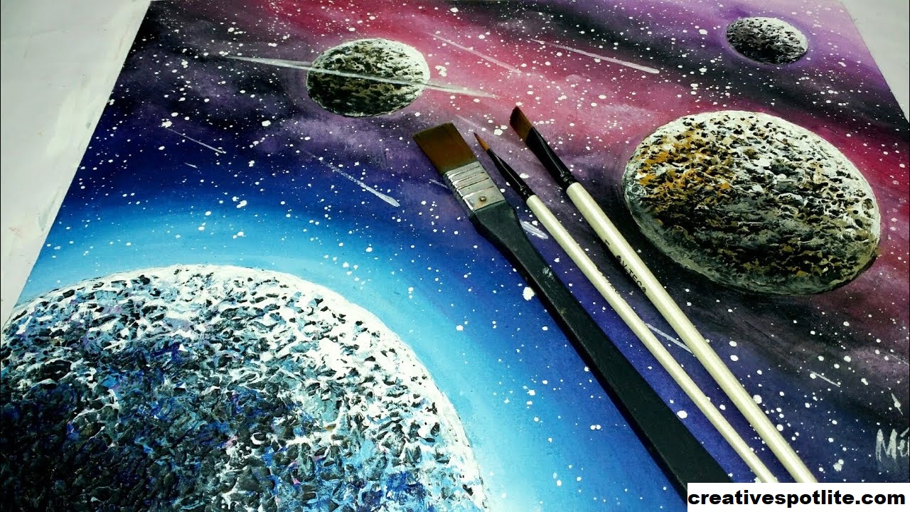 Belajar seni dan Melukis Planet Dengan Akrilik
